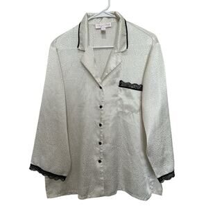 Oscar De La Renta Pink Label Ladies Medium Satin Pajama Top 100% POLYESTER